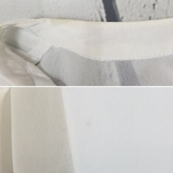 Charming Charlie Womens White Sheer Button Up Peplum Blouse Top Shirt Size M - Picture 6 of 7